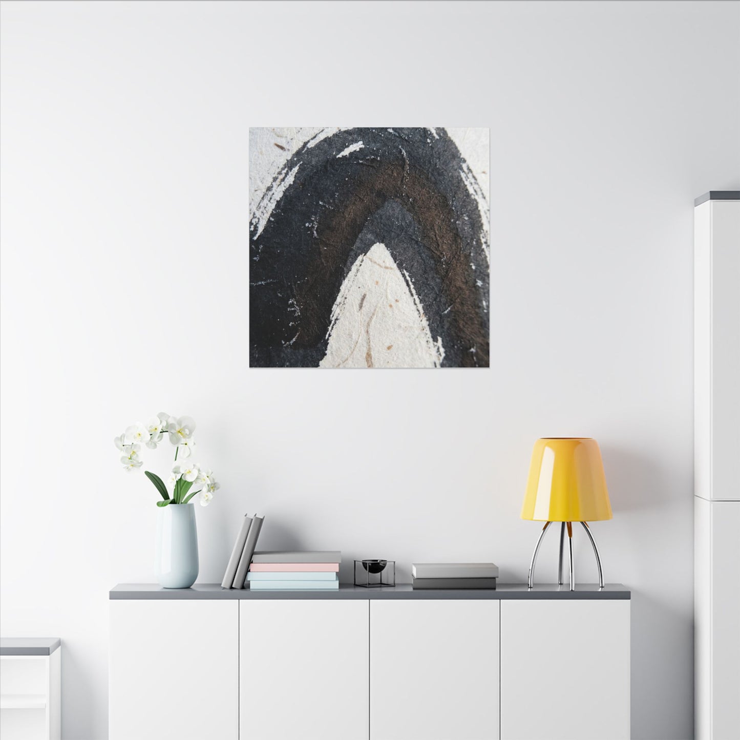 Moody Ink Brushstroke Canvas Art - Moody Minimal Dark Japandi