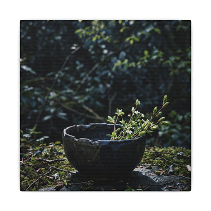 Dappled Ceramic Bowl Canvas Art - Dark Japandi Datsuzoku