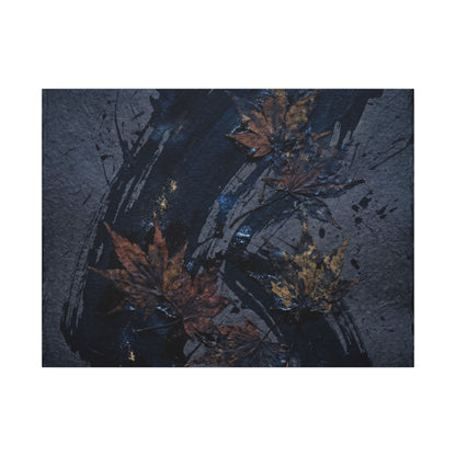 Sophisticated Ink Brushstroke Canvas Art - Dark Texture Dark Japandi Art Print