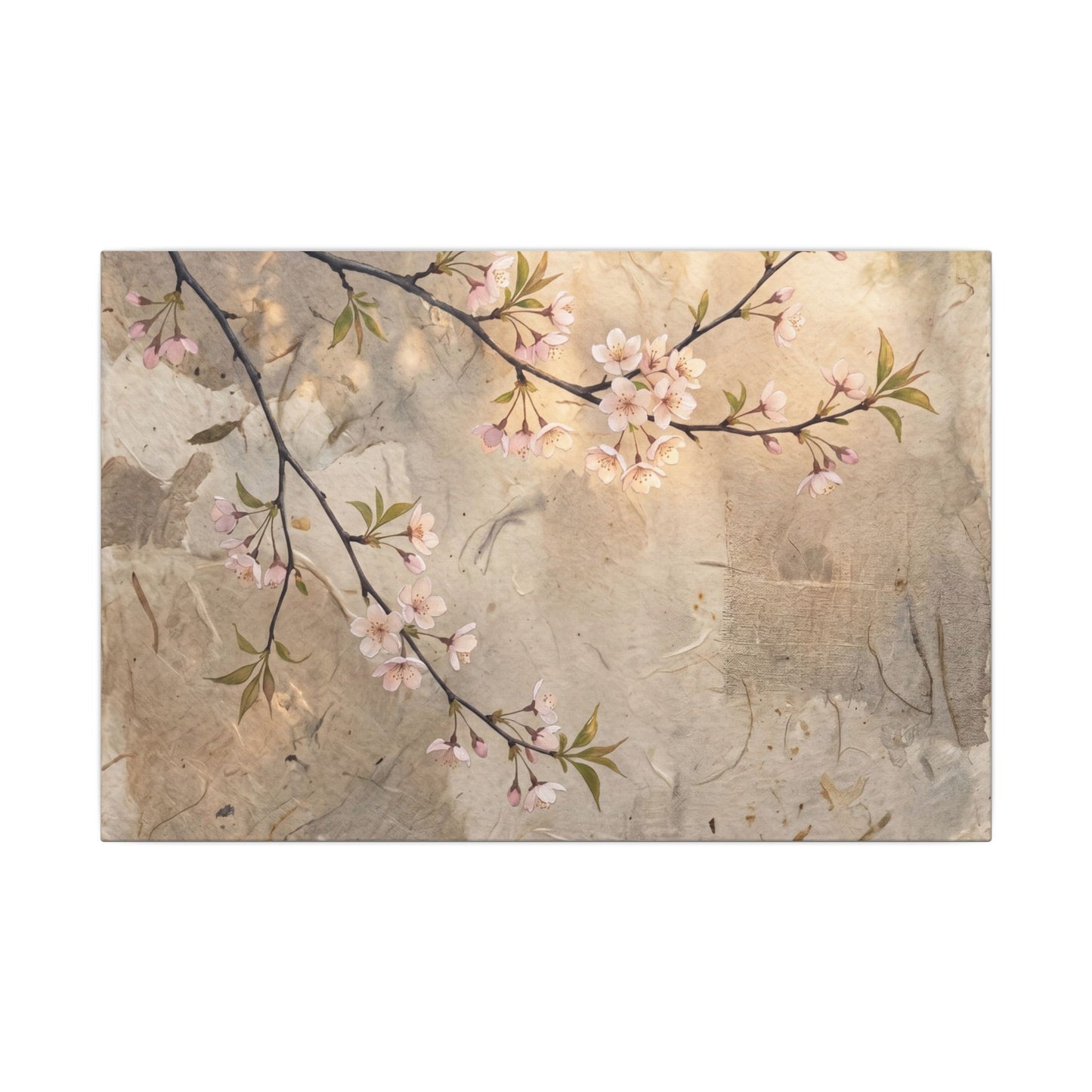Summer Cherry Blossom Texture Canvas Art | Neutral Decor
