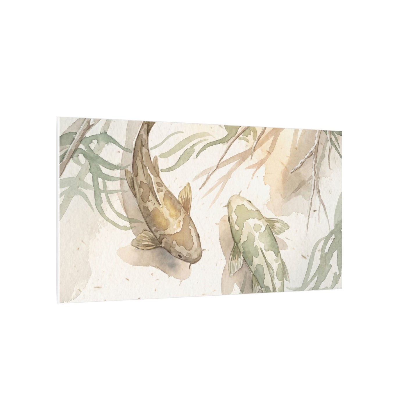 Koi Pond Canvas Art | Winter Japandi Watercolor Art