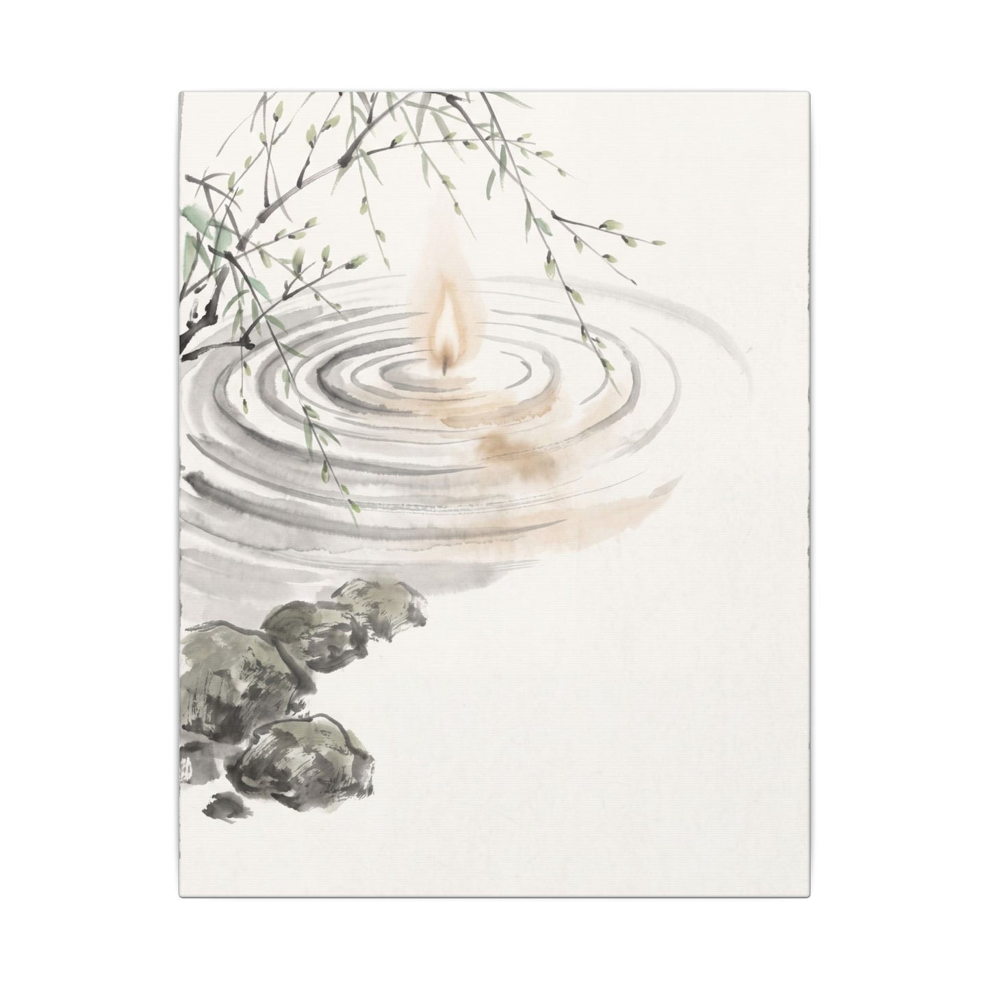 Water Ripple Sumi E Canvas Art | Tranquil Zen Art