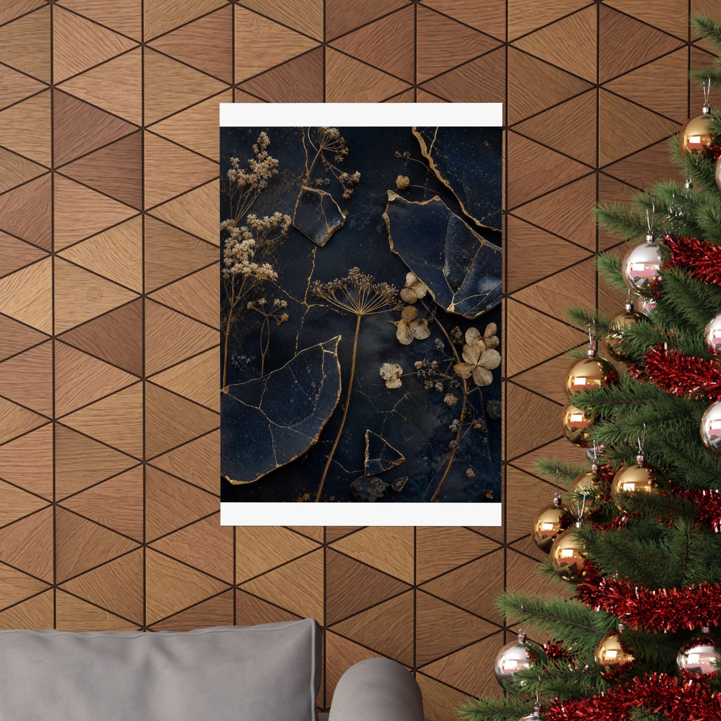 Dried Flowers Broken Beauty Wall Art Print | Healing Kintsugi Art