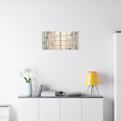 Winter Shoji Screen Sumi E Canvas Art | Tranquil Decor