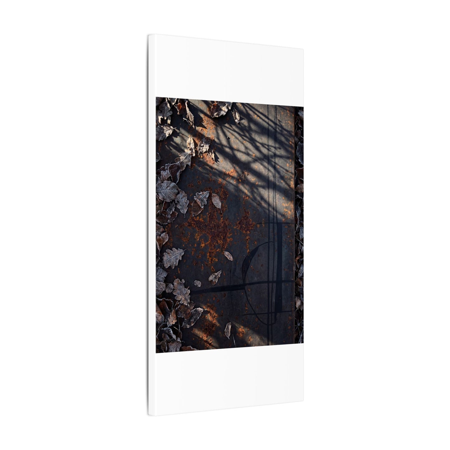 Shibui Rust Patina Canvas Art - Dark Japandi Charcoal Ink