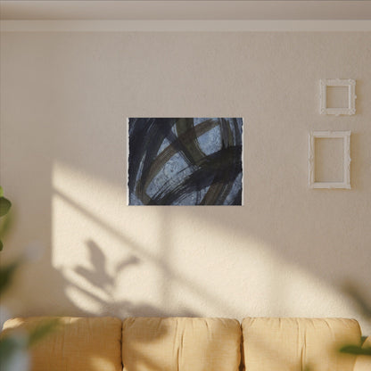 Ink Brushstroke Canvas Art | Winter Dark Japandi Shadow Zen Art