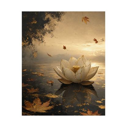 Resilient Lotus Flower Wall Art Print - Gold Vein Kintsugi