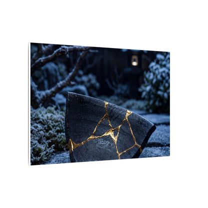 Moonlit Garden Winter Canvas Art | Kintsugi Artful Design