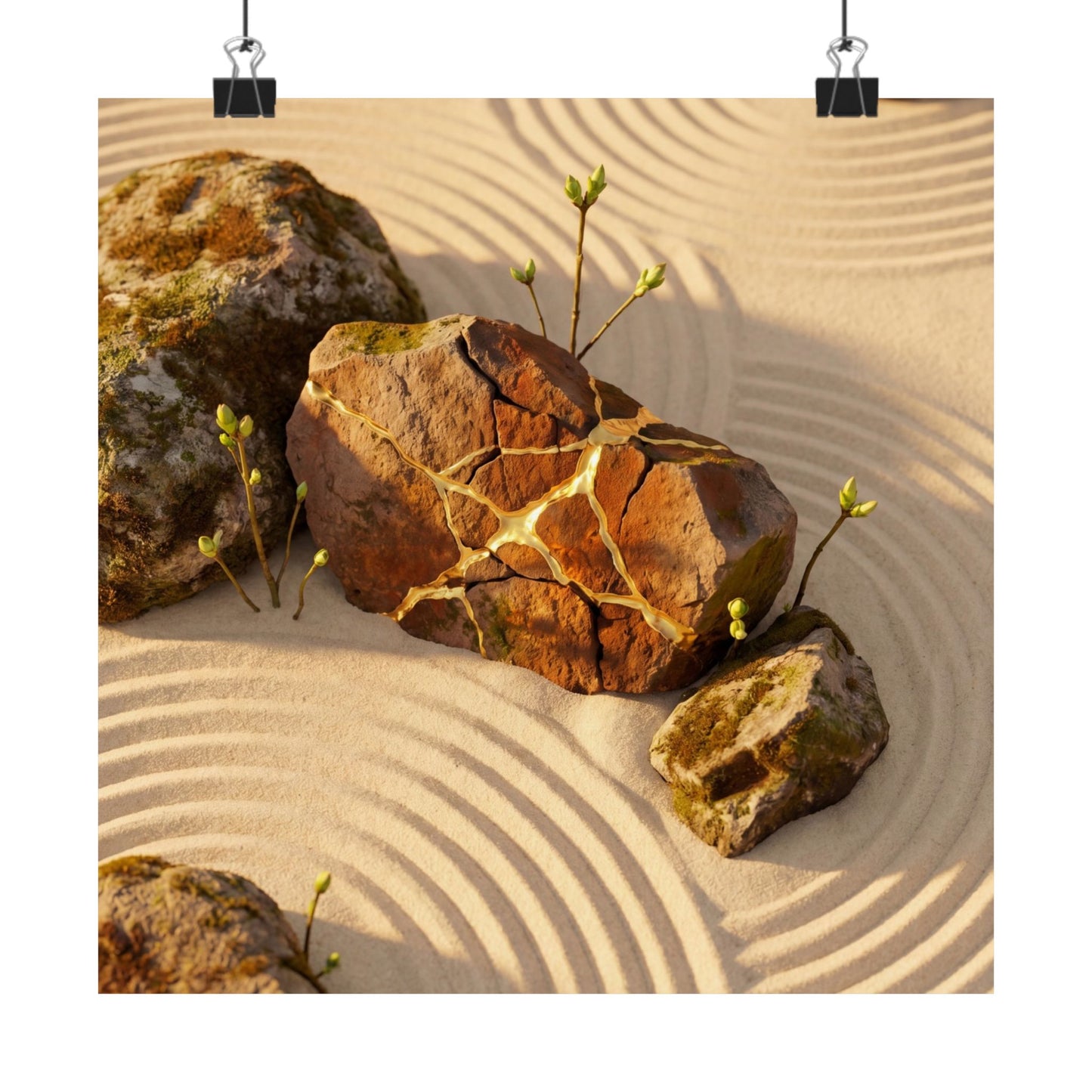 Rock Garden Crackle Gold Wall Art Print | Resilient Kintsugi Art Art Print