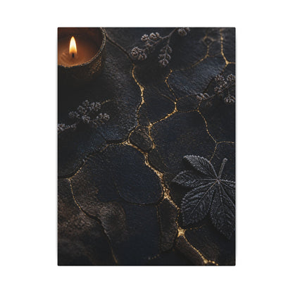 Candlelight Cracked Earth Canvas Art - Dark Japandi Ma