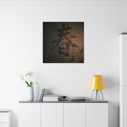 Calligraphy Shadow Zen Canvas Art | Bold Dark Japandi Art