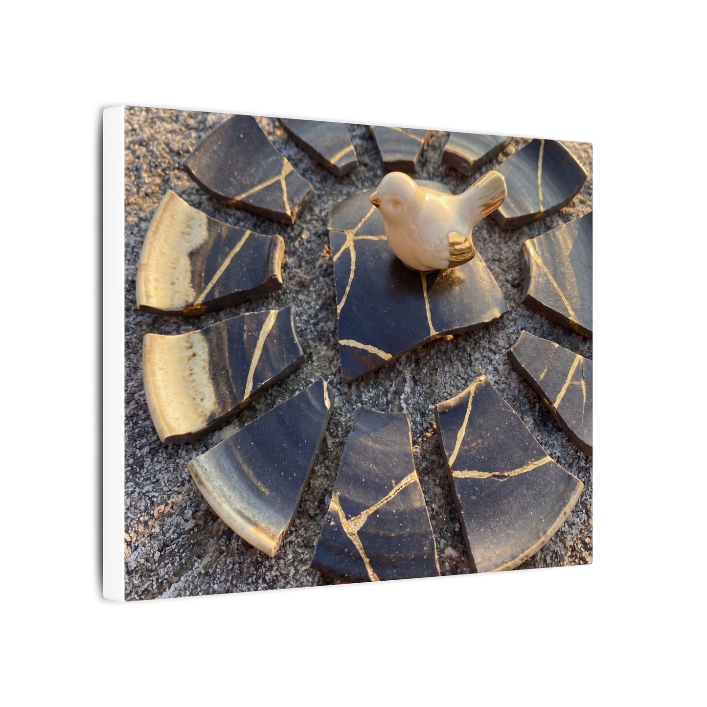 Golden Hour Broken Pottery Canvas Art - Kintsugi Datsuzoku