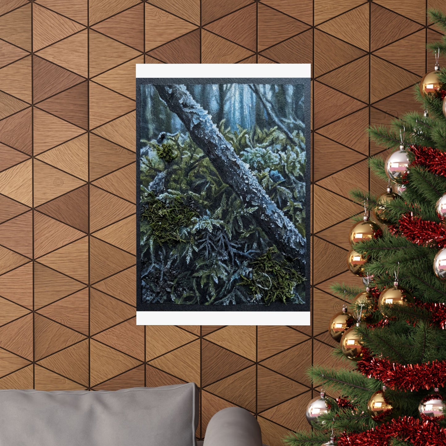 Moonlight Moss Close Up Wall Art Print - Dark Japandi Kanso