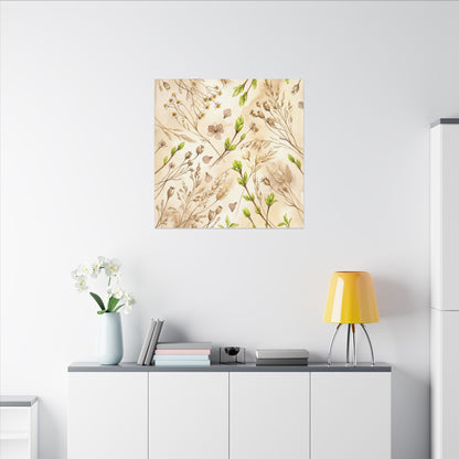 Spring Dried Flowers Watercolor Canvas Art | Earthy Decor