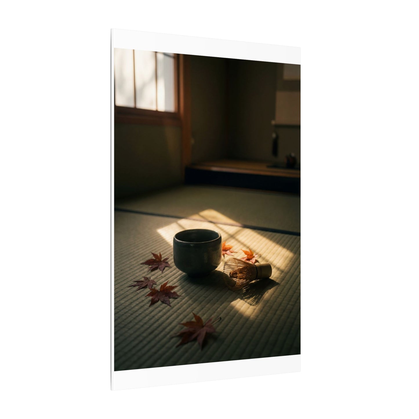 Dark Japandi Tea Ceremony in Golden Hour | Moody Minimal Canvas Art