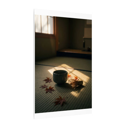 Dark Japandi Tea Ceremony in Golden Hour | Moody Minimal Canvas Art
