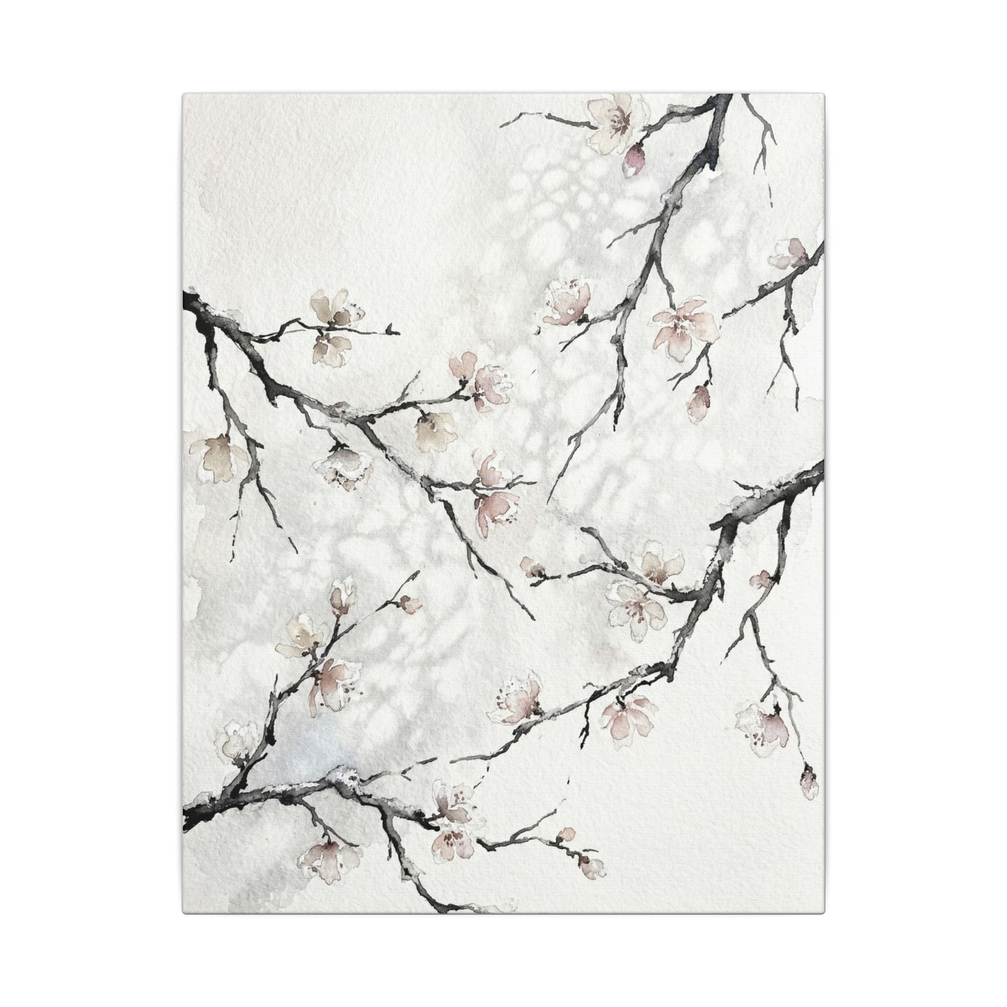 Cherry Blossom Canvas Art | Winter Japandi Watercolor Art