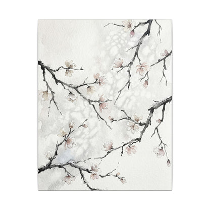 Cherry Blossom Canvas Art | Winter Japandi Watercolor Art