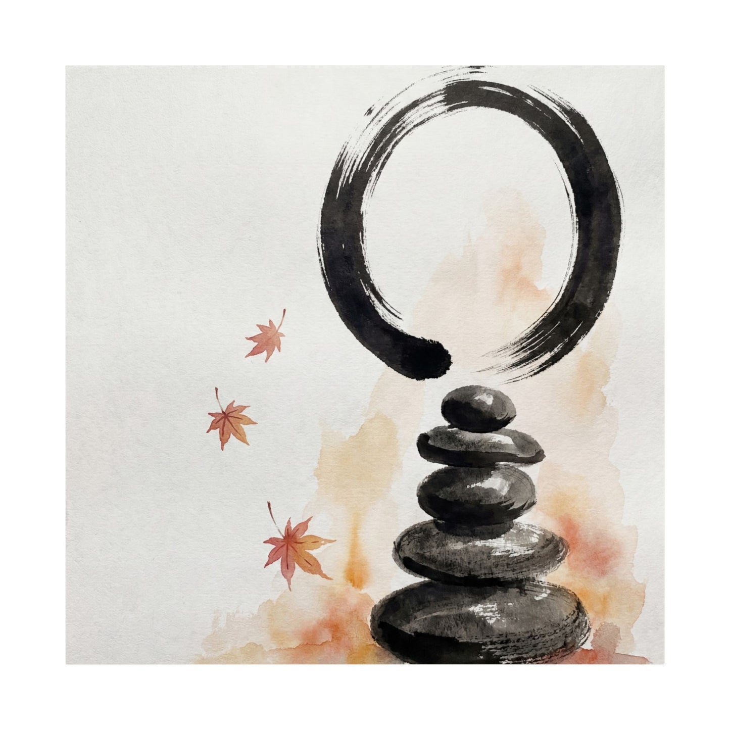 Tranquil River Stones Wall Art Print - Enso Zen