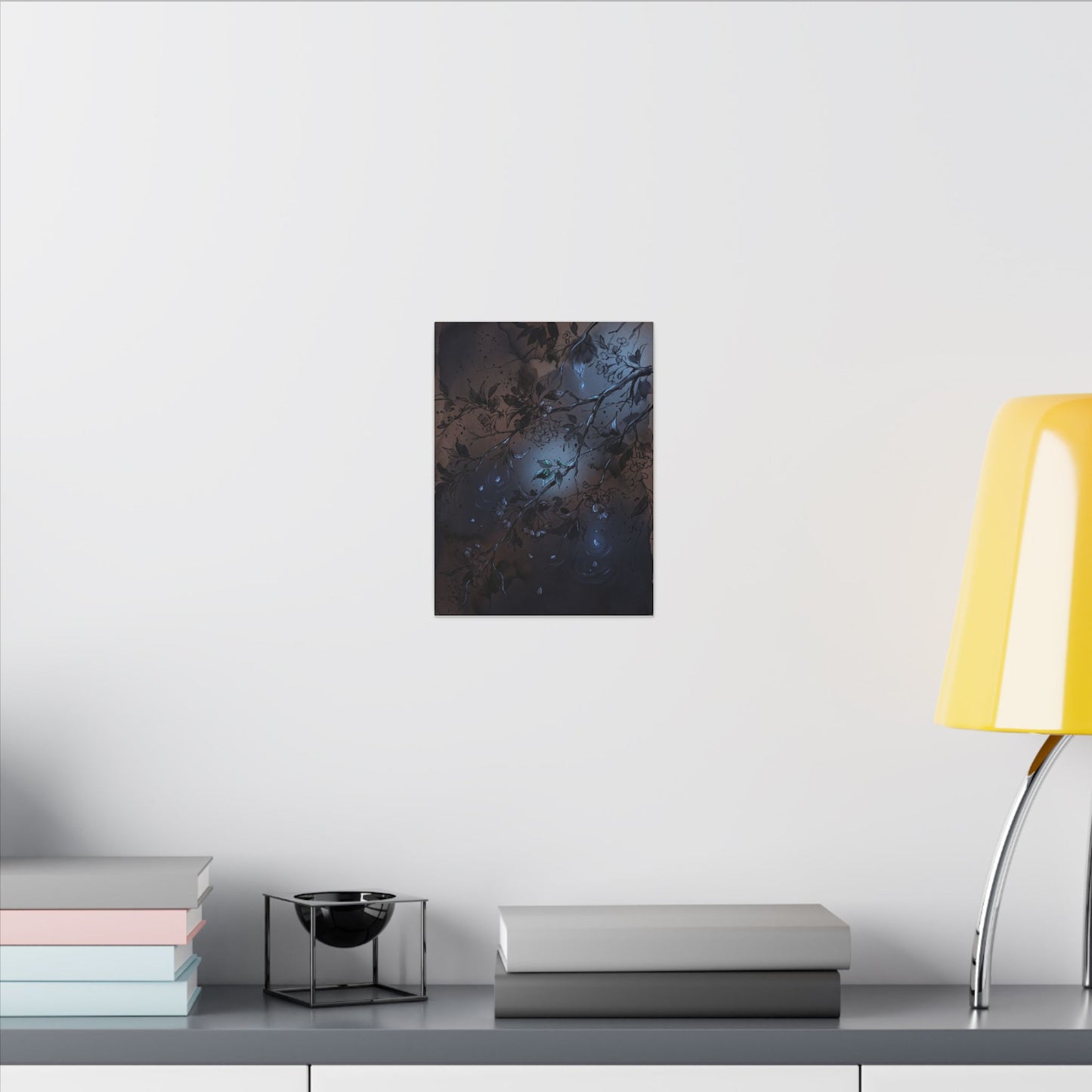 Bold Cherry Blossom Canvas Art - Charcoal Ink Dark Japandi