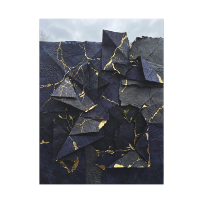 Beautiful Paper Fold Canvas Art - Crackle Gold Kintsugi