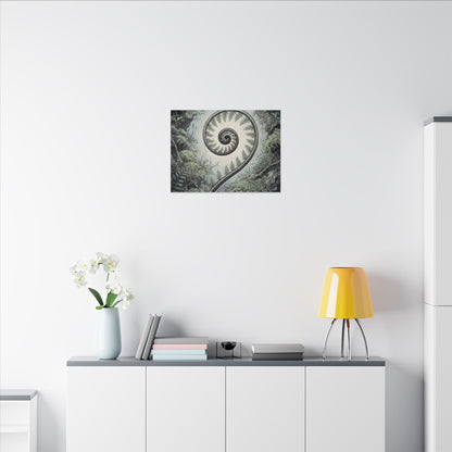 Zen Fern Unfurling in Dawn | Ukiyo E Inspired Canvas Art
