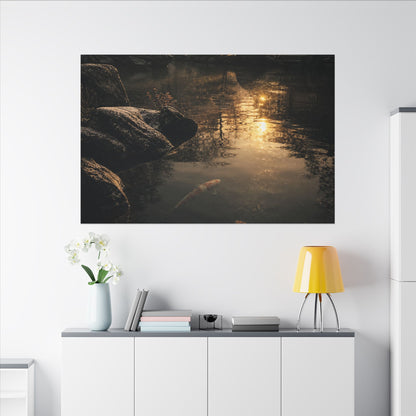 Winter Koi Pond Shadow Zen Canvas Art | Bold Decor