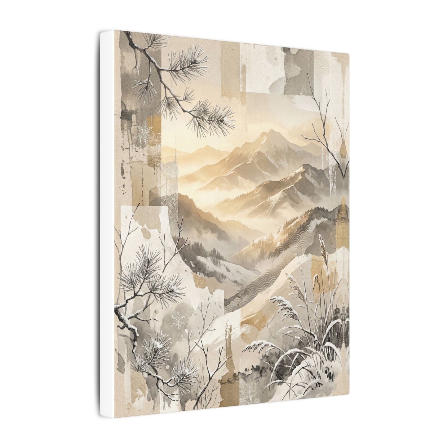 Shibui Mountain Mist Canvas Art - Japandi Japanese Pattern