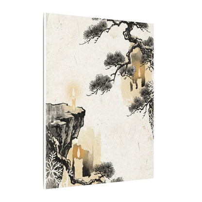 Japandi Pine Tree in Candlelight | Japanese Pattern Canvas Art