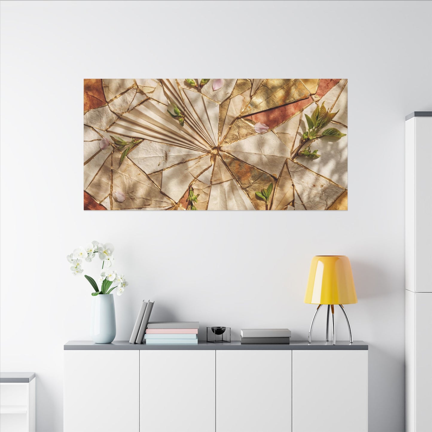Resilient Paper Fold Canvas Art - Gold Repair Kintsugi