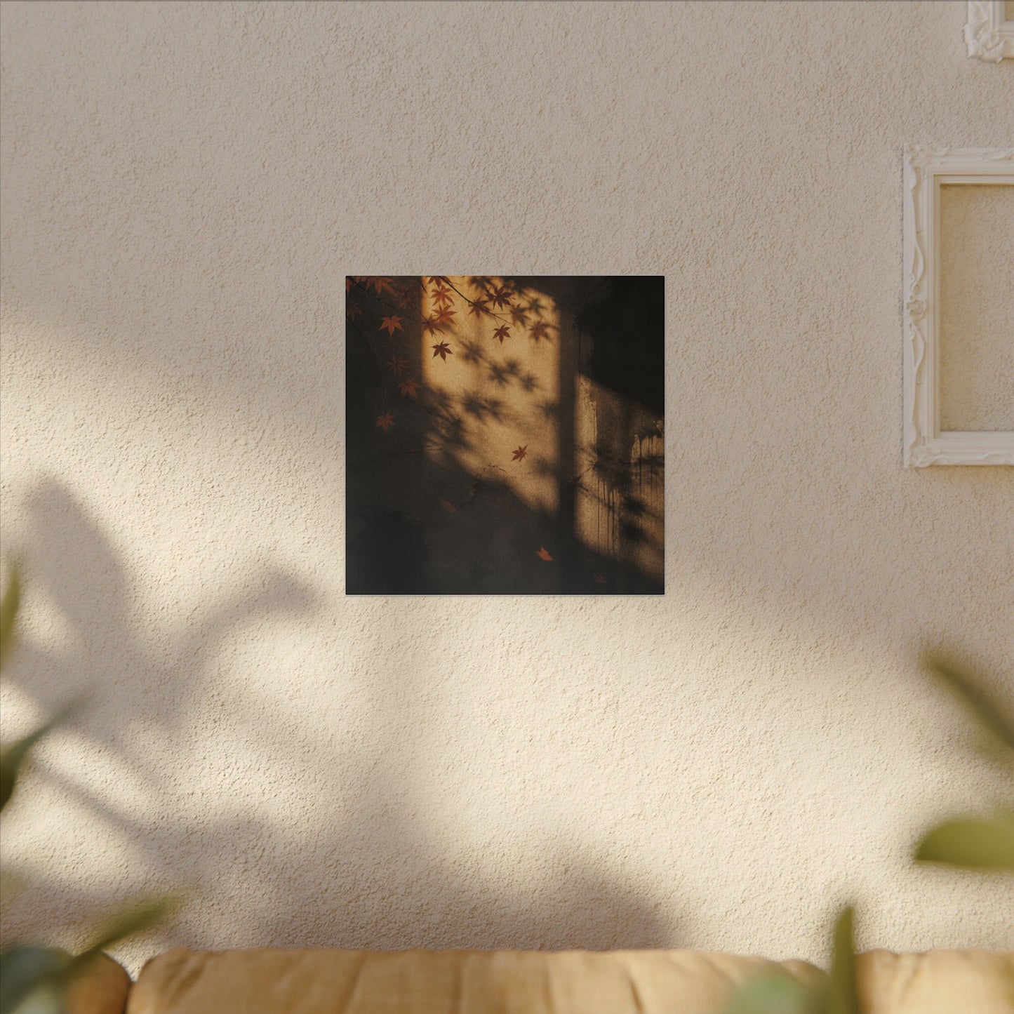 Shadow Play Canvas Art | Autumn Dark Japandi Charcoal Ink Art