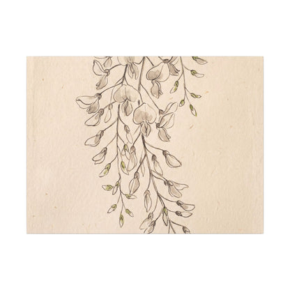 Japandi Wisteria in Golden Hour | Minimal Line Canvas Art Art Print