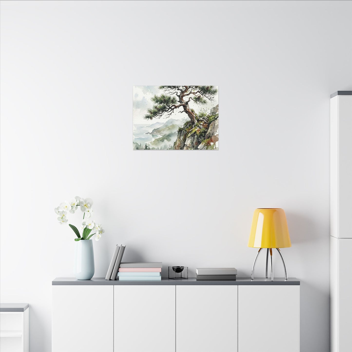 Pine Tree Spring Canvas Art | Japandi Neutral Design