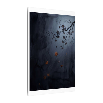 Autumn Cherry Blossom Charcoal Ink Canvas Art | Atmospheric Decor