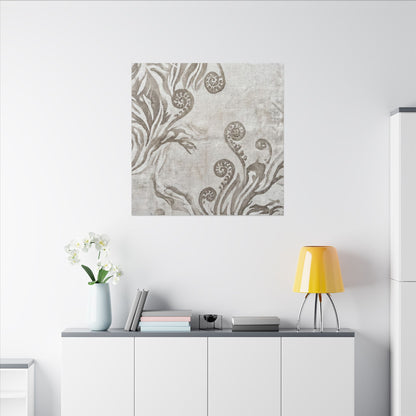 Japandi Fern Unfurling in Overcast | Japanese Pattern Canvas Art