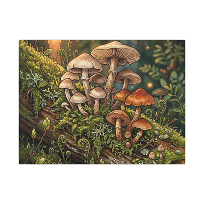 Spring Wild Mushrooms Herbarium Canvas Art | Rustic Decor Art Print