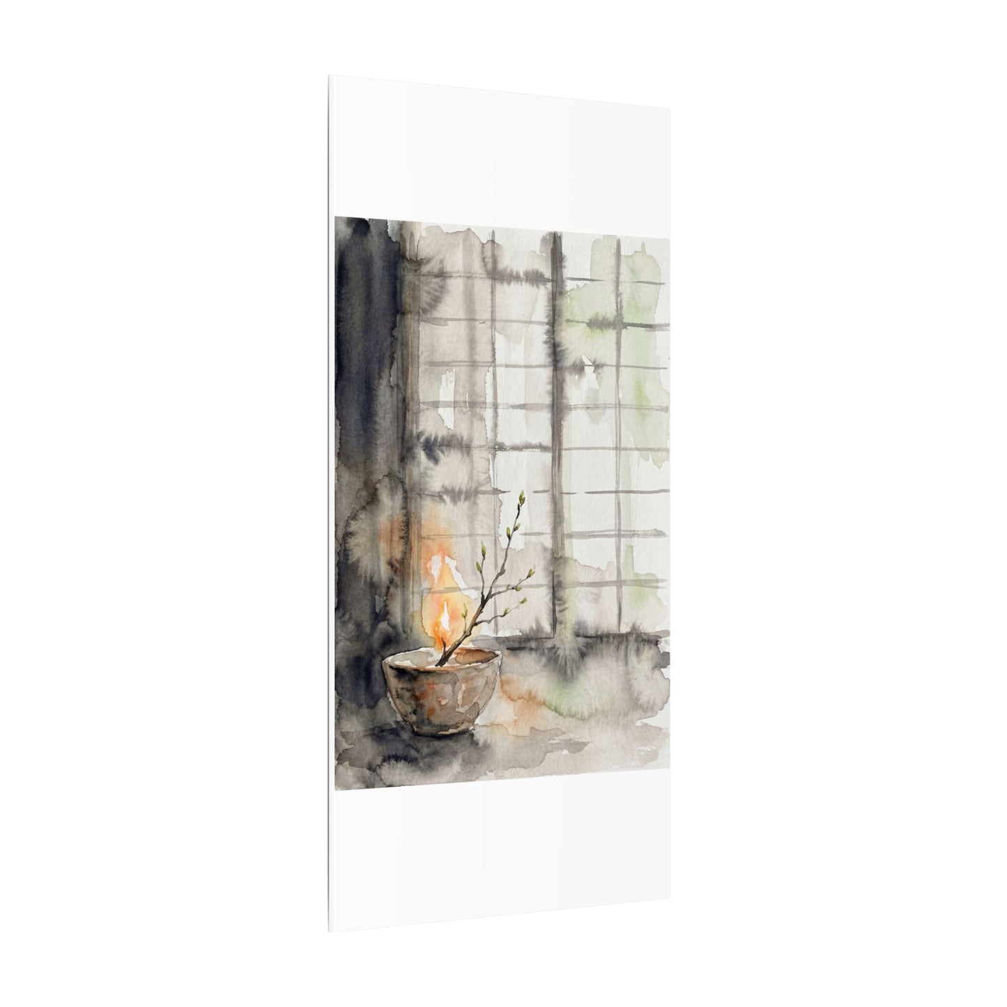 Shoji Screen Canvas Art | Spring Japandi Watercolor Art