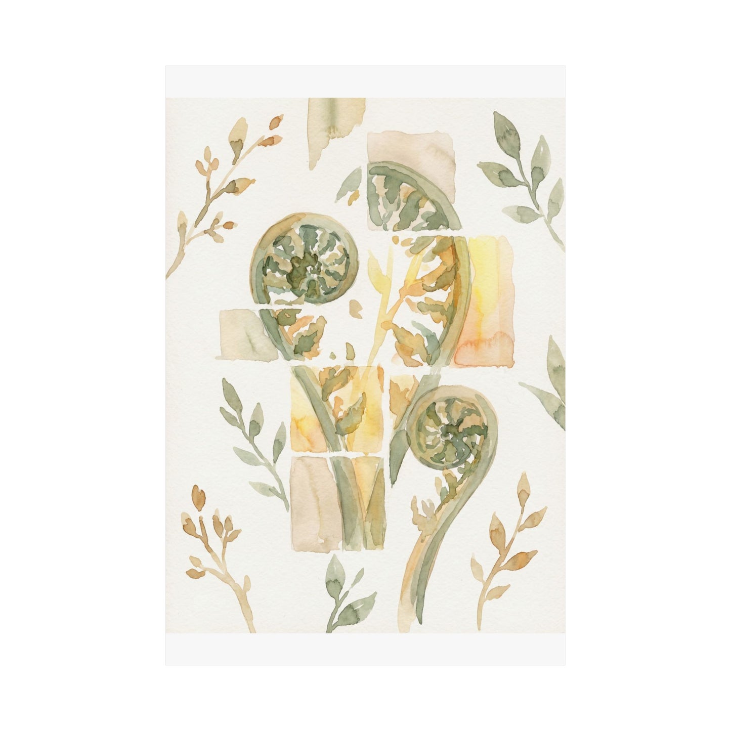 Kanso Fern Unfurling Wall Art Print - Japandi Watercolor