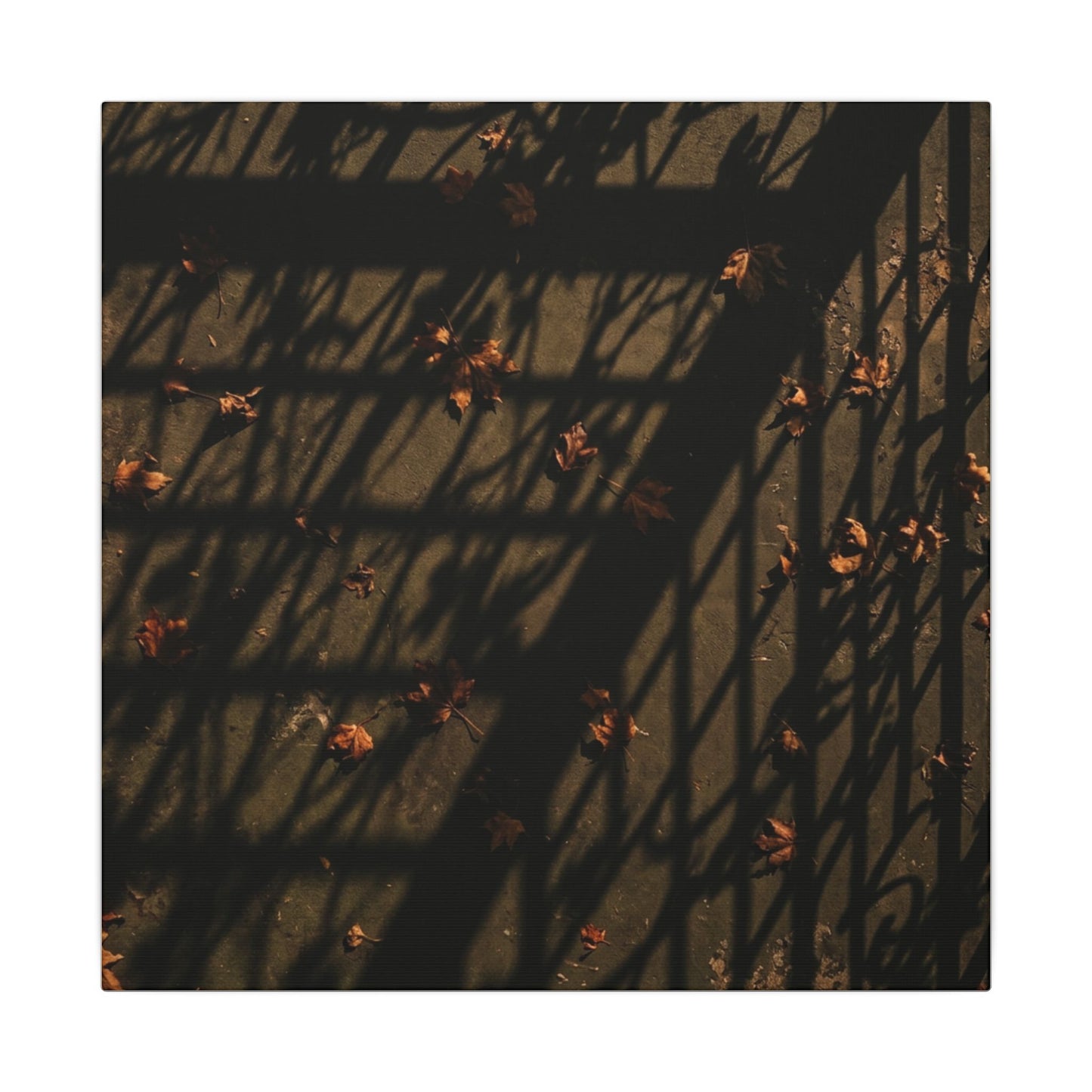 Shadow Play Canvas Art | Autumn Dark Japandi Moody Minimal Art