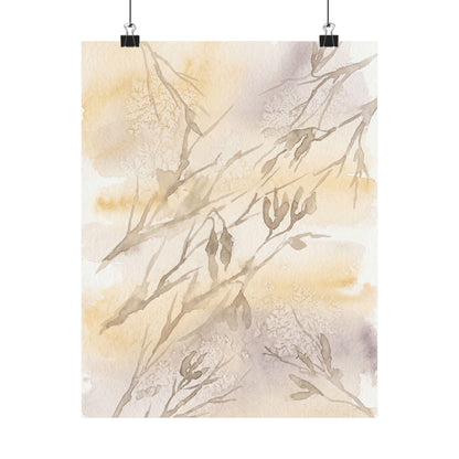 Shadow Play Winter Wall Art Print | Japandi Warm Design