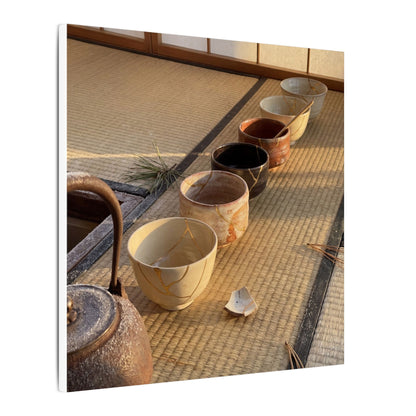 Kintsugi Tea Ceremony in Golden Hour | Gold Repair Canvas Art