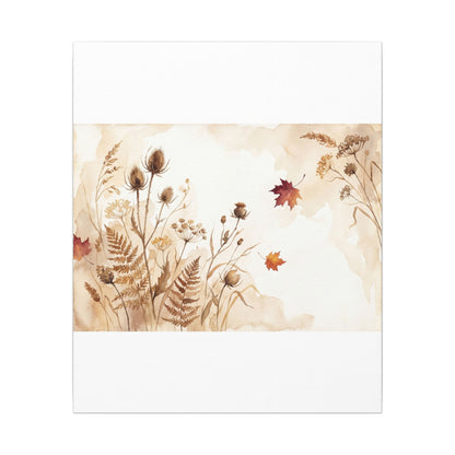 Dried Flowers Canvas Art | Autumn Japandi Watercolor Art