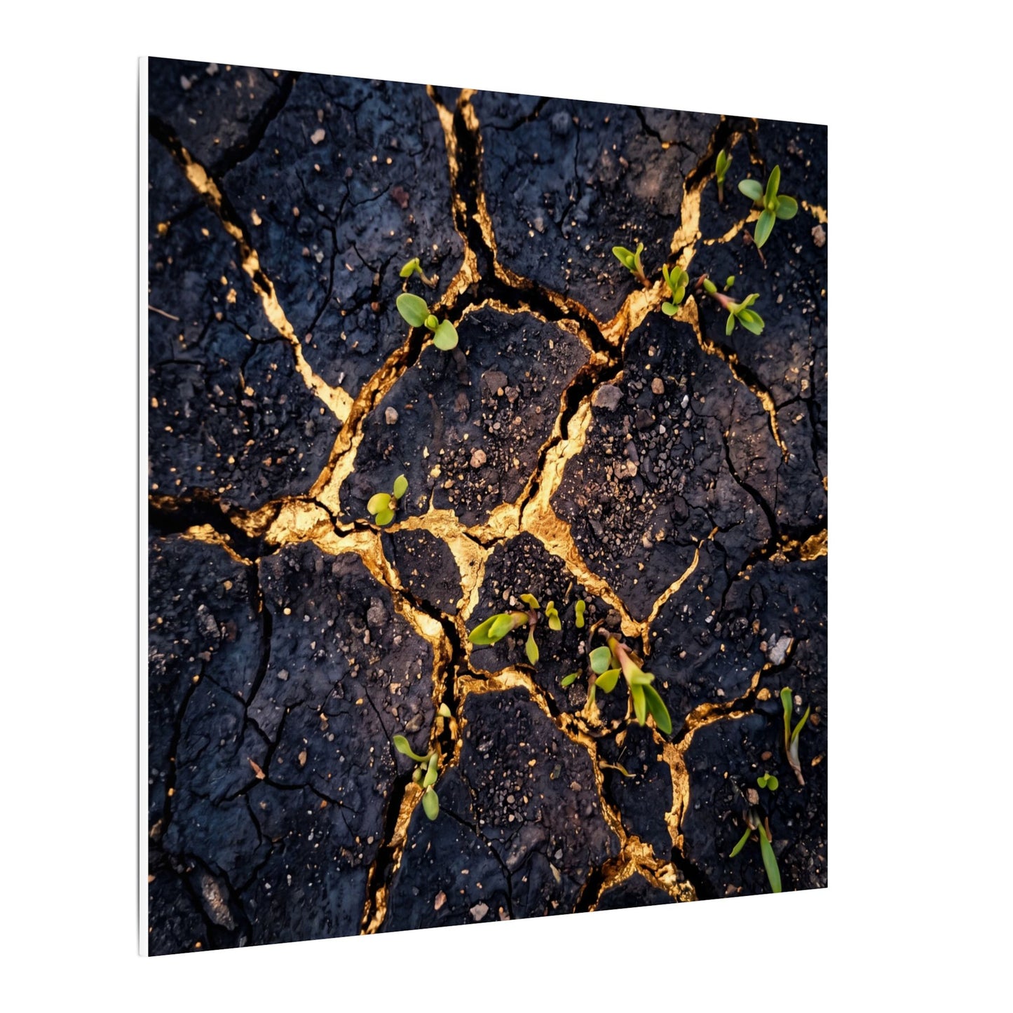 Spring Cracked Earth Crackle Gold Canvas Art | Healing Decor