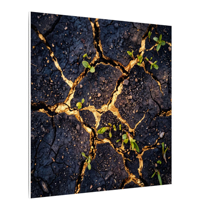 Spring Cracked Earth Crackle Gold Canvas Art | Healing Decor