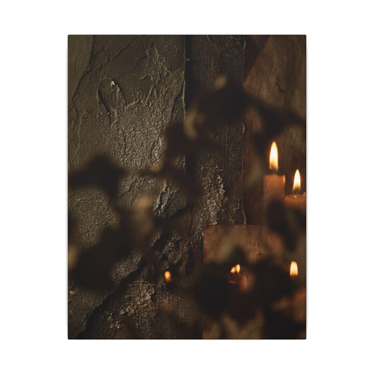 Shadow Play Dark Texture Canvas Art | Moody Dark Japandi Art