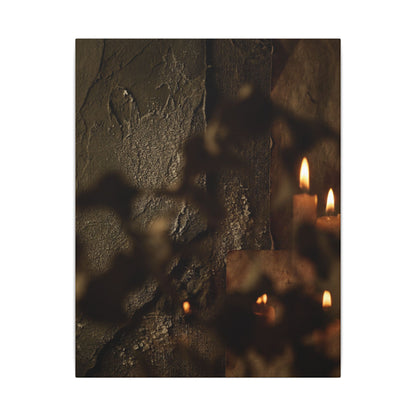 Shadow Play Dark Texture Canvas Art | Moody Dark Japandi Art