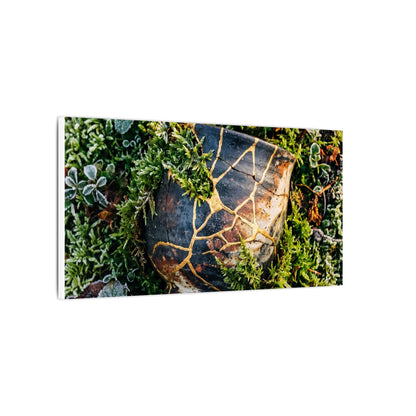 Artful Moss Close Up Canvas Art - Gold Repair Kintsugi