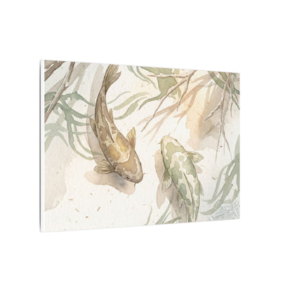 Koi Pond Canvas Art | Winter Japandi Watercolor Art