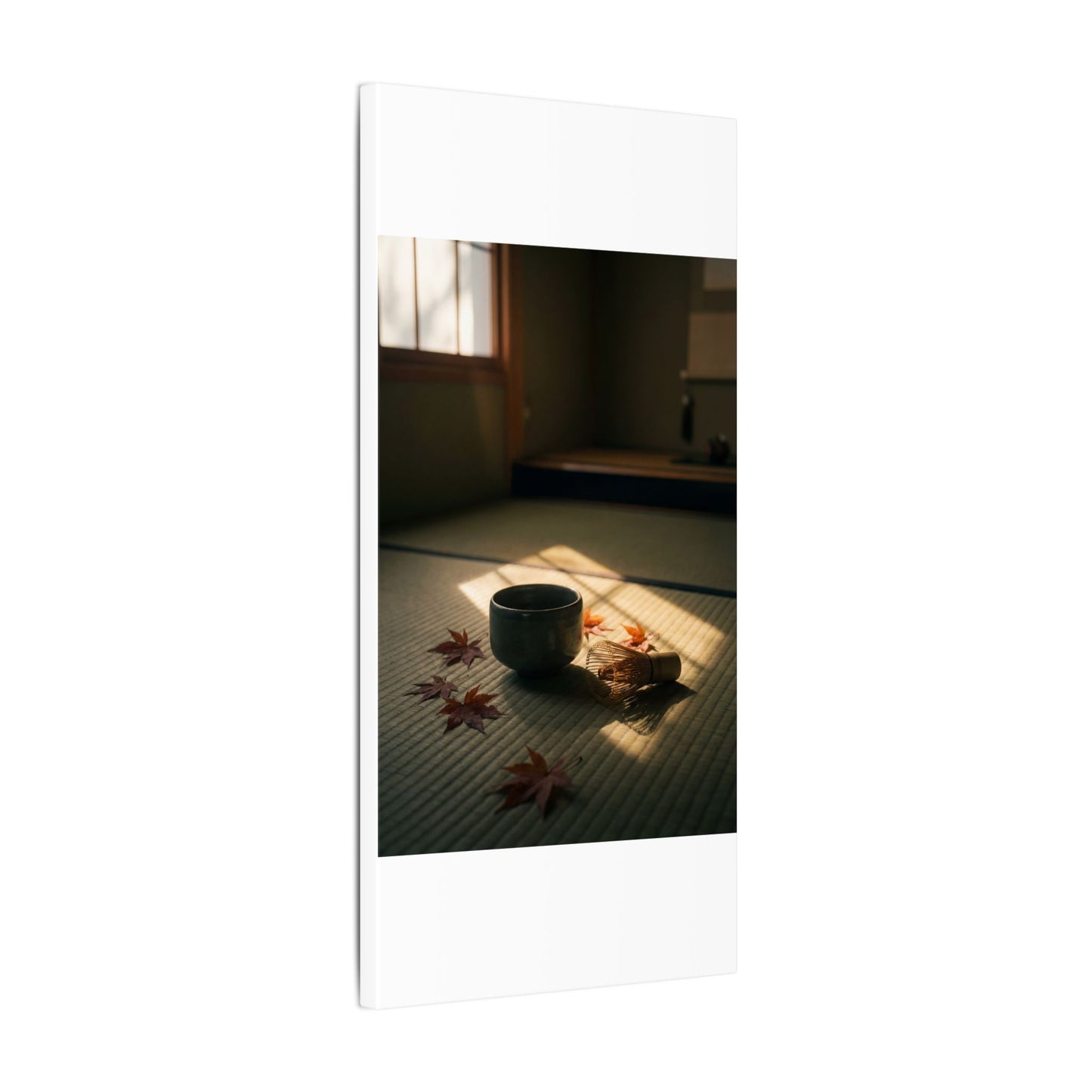 Dark Japandi Tea Ceremony in Golden Hour | Moody Minimal Canvas Art