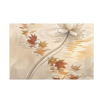 Lotus Flower Canvas Art | Autumn Japandi Minimal Line Art